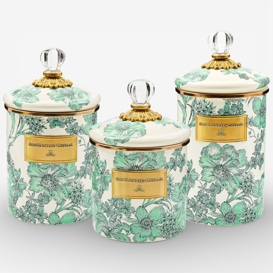Image 120589_EMEEH.jpg, Product 120-589 / Price $470.00, MacKenzie-Childs Hand Decorated Enamel Canisters (set of 3) from MacKenzie Childs on TSC.ca's Kitchen department