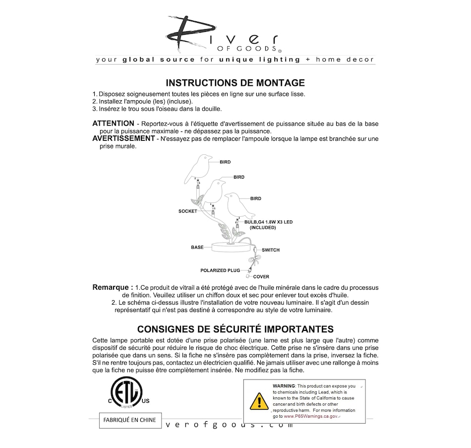 Image 120656_ALTMORE9.jpg, Product 120-656 / Price $299.99, Tiffany Style Birds on a Branch Accent Lamp from Tiffany Style Lighting on TSC.ca's Home & Garden department