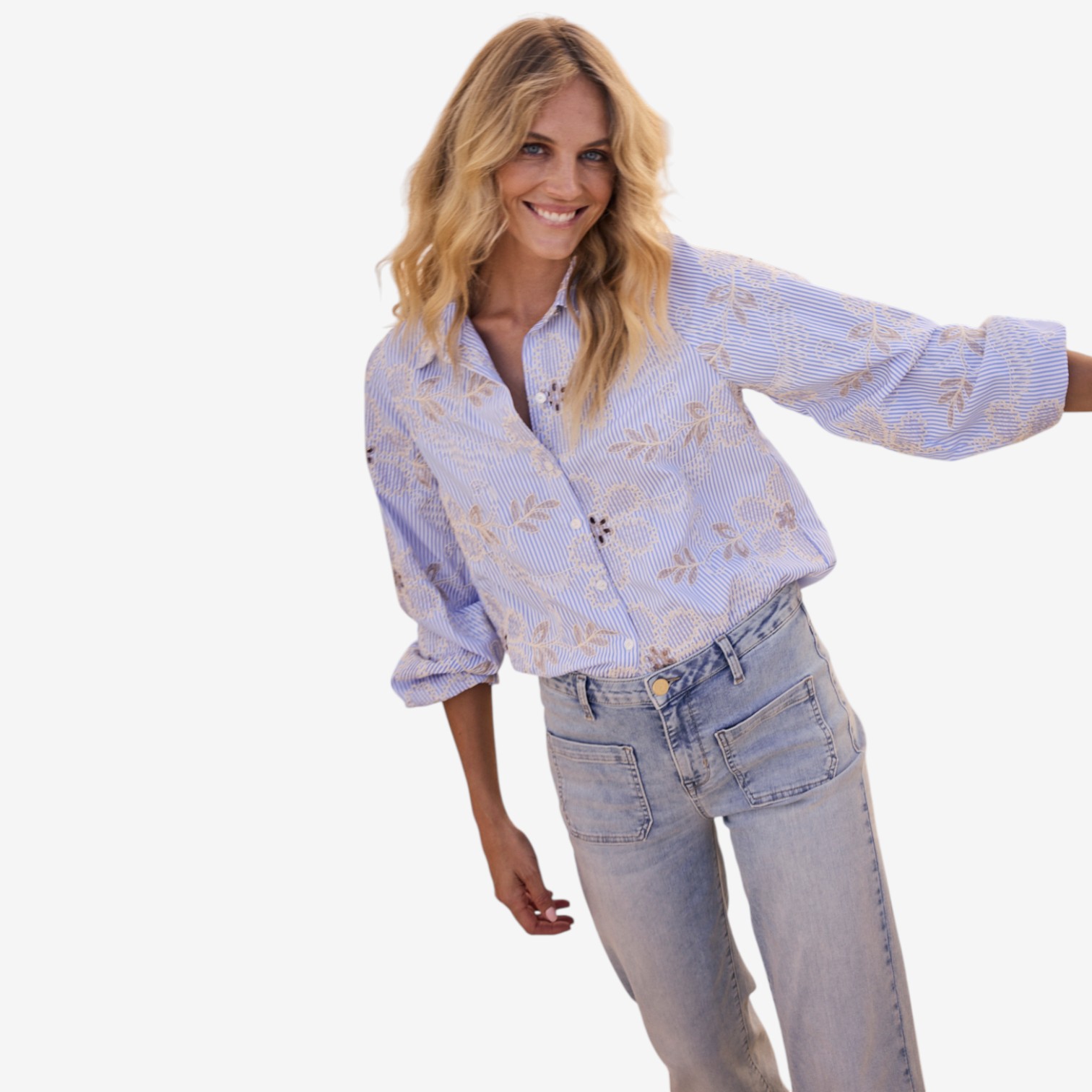 Tramontana Flower Embroidery Blouse - TSC.ca