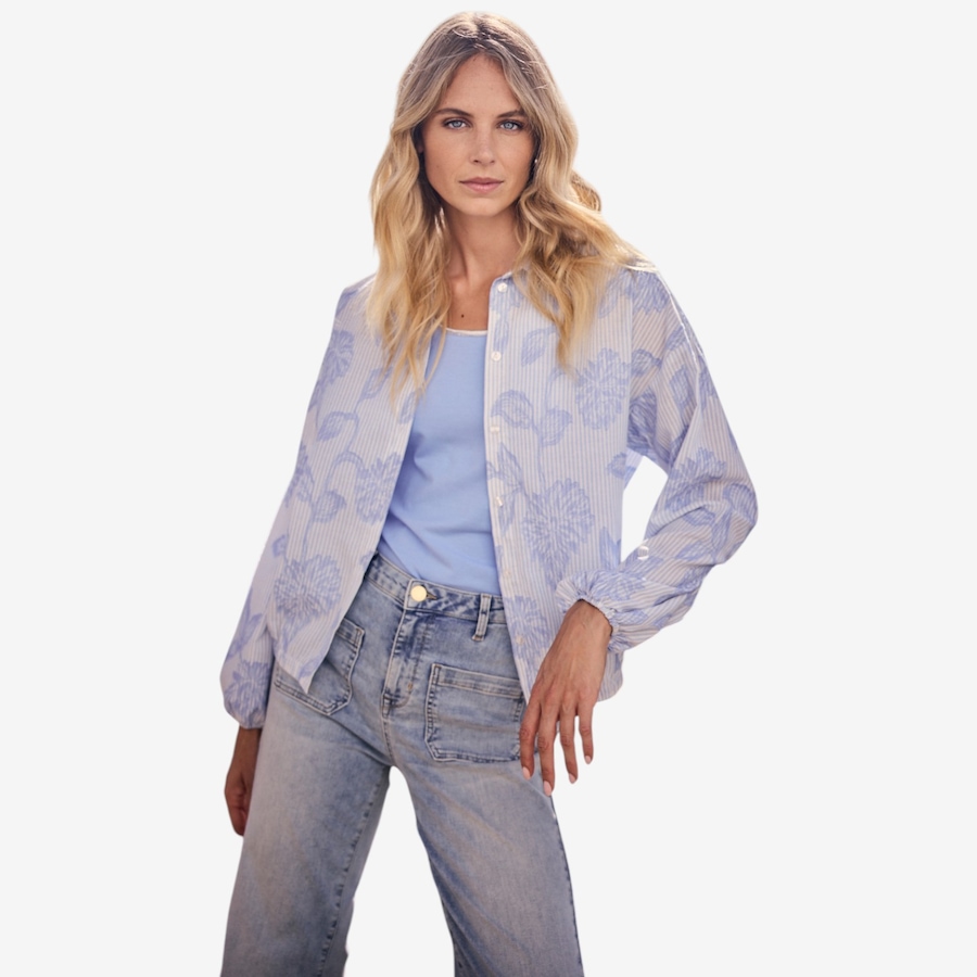 Image 120932_ALTMORE2.jpg, Product 120-932 / Price $69.88, Tramontana Flower Pattern Striped Blouse from Tramontana on TSC.ca's Fashion department