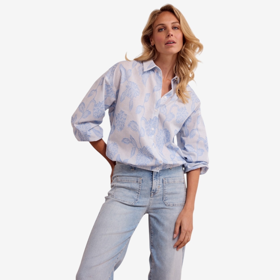 Image 120932_BRZYB.jpg, Product 120-932 / Price $69.88, Tramontana Flower Pattern Striped Blouse from Tramontana on TSC.ca's Fashion department