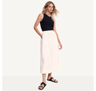 Tramontana Wide Poplin Skirt