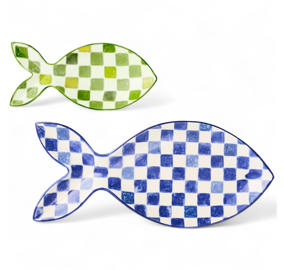 Image 121092.jpg, Product 121-092 / Price $159.00, MacKenzie-Childs Go Fish Serving Platter (set of 2) from MacKenzie Childs on TSC.ca's Kitchen department