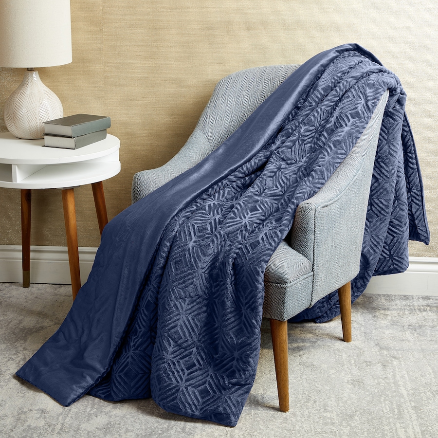 Image 121136_BLUTE.jpg, Product 121-136 / Price $36.88 - $53.88, Home Suite Mink Embossed Reversible Blanket from Home Suite on TSC.ca's Home & Garden department