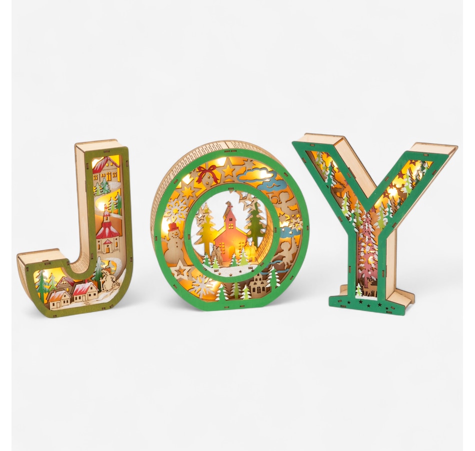 Image 121142_JOY.jpg, Product 121-142 / Price $59.99 - $69.99, Holiday Memories Lighted Laser Cut Sign from Holiday Memories on TSC.ca's Home & Garden department