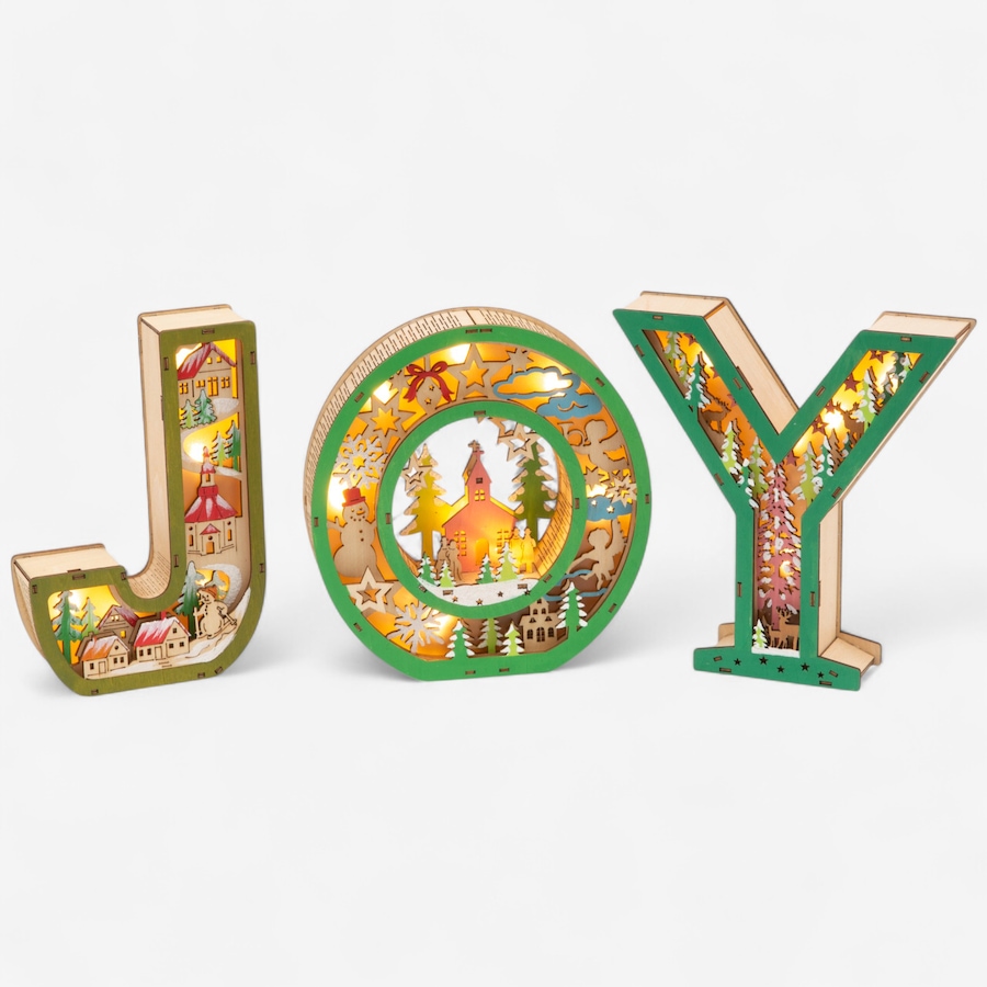 Image 121142_JOY.jpg, Product 121-142 / Price $42.88 - $52.88, Holiday Memories Lighted Laser Cut Sign from Holiday Memories on TSC.ca's Home & Garden department