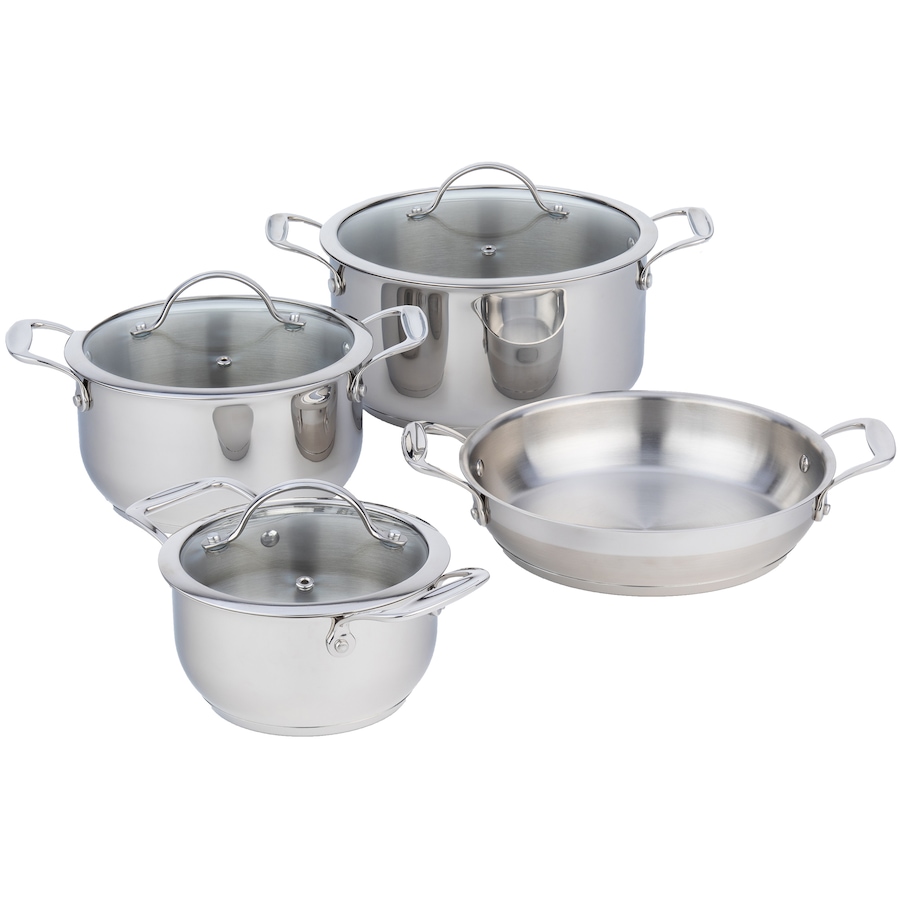 Image 121145.jpg, Product 121-145 / Price $499.99, Chef Michael Smith Meyer Nouvelle Stainless Steel 7-Piece Cookware Stacking Set from Meyer on TSC.ca's Kitchen department