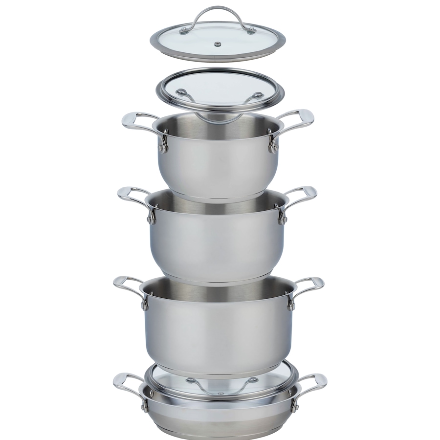 Image 121145_ALTMORE2.jpg, Product 121-145 / Price $499.99, Chef Michael Smith Meyer Nouvelle Stainless Steel 7-Piece Cookware Stacking Set from Meyer on TSC.ca's Kitchen department