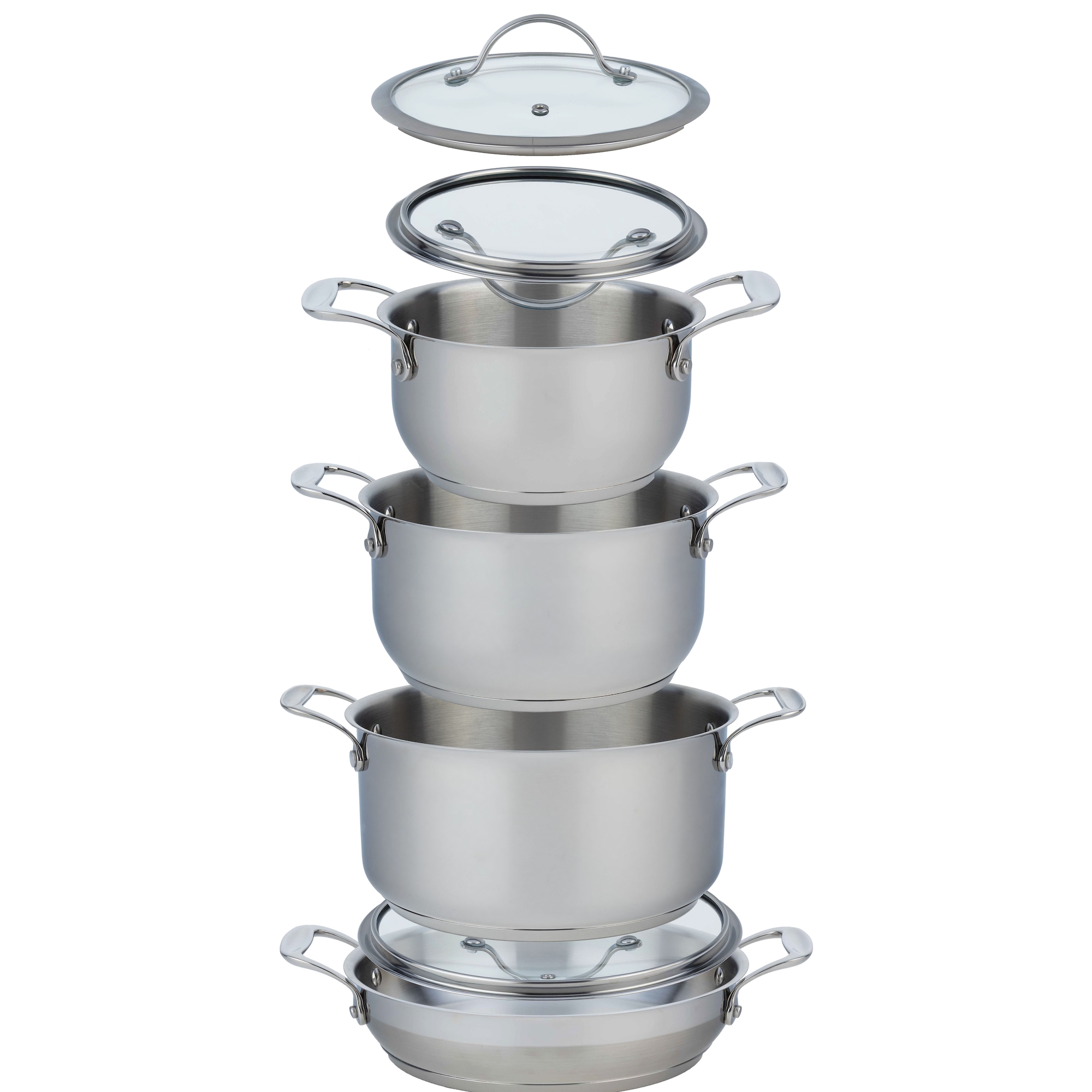 Stackable Nesting Cookware Chef Michael Smith Meyer Nouvelle Stainless Steel 7-Piece Cookware ...