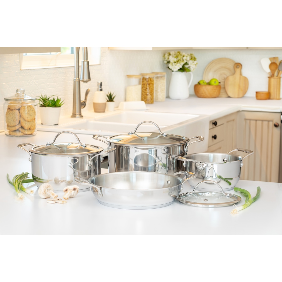Image 121145_ALTMORE3.jpg, Product 121-145 / Price $499.99, Chef Michael Smith Meyer Nouvelle Stainless Steel 7-Piece Cookware Stacking Set from Meyer on TSC.ca's Kitchen department