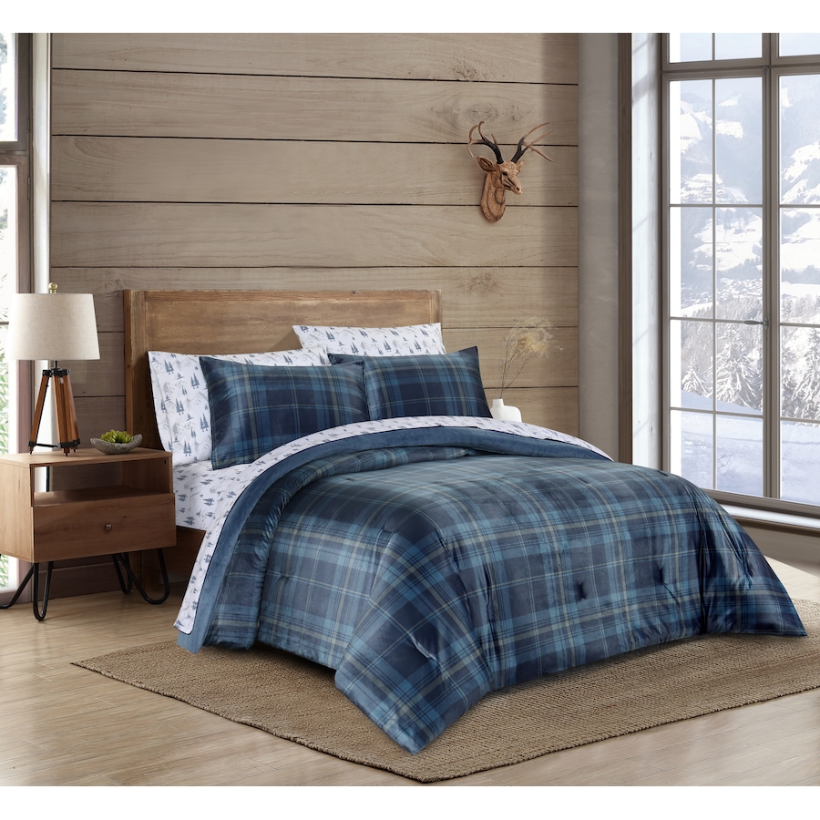 Image 121154_NVY.jpg, Product 121-154 / Price $34.99 - $44.99, Coleman Printed Mink Noble Plaid Comforter Set from Coleman on TSC.ca's Home & Garden department