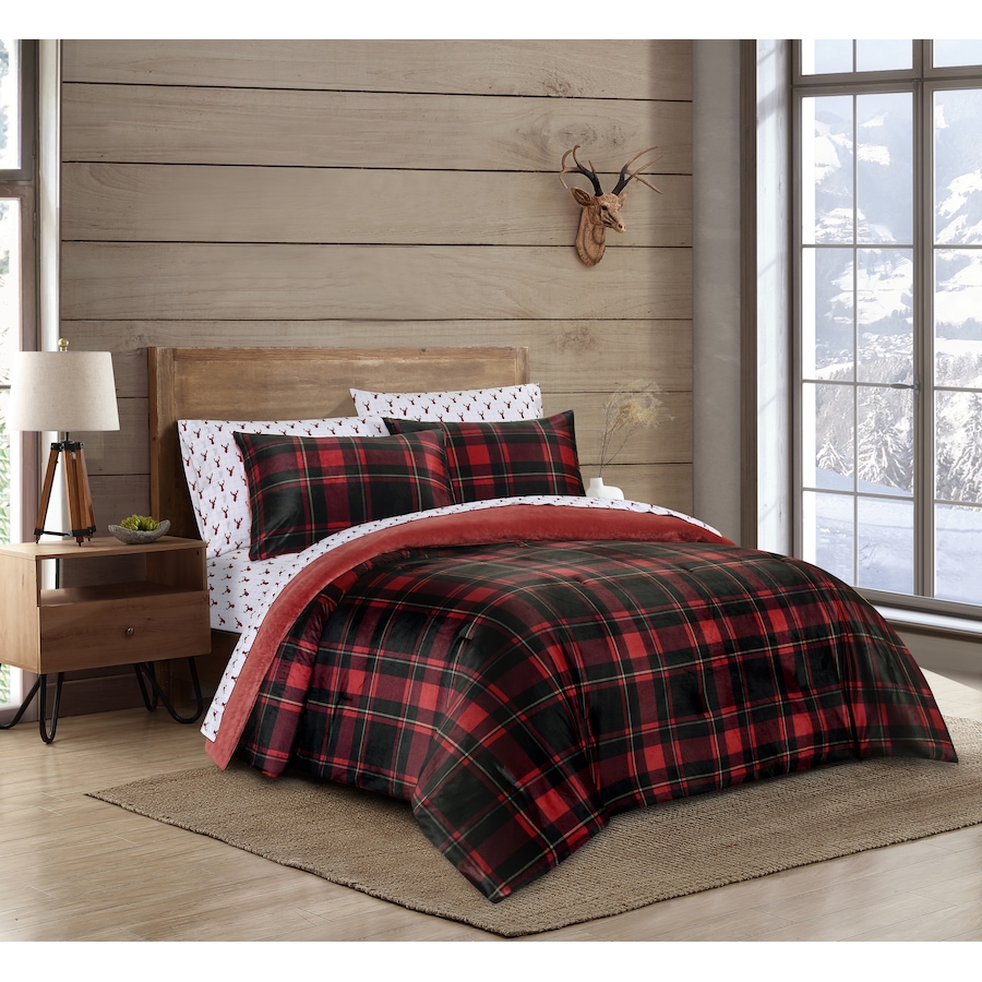 Image 121154_RED.jpg, Product 121-154 / Price $34.99 - $44.99, Coleman Printed Mink Noble Plaid Comforter Set from Coleman on TSC.ca's Home & Garden department