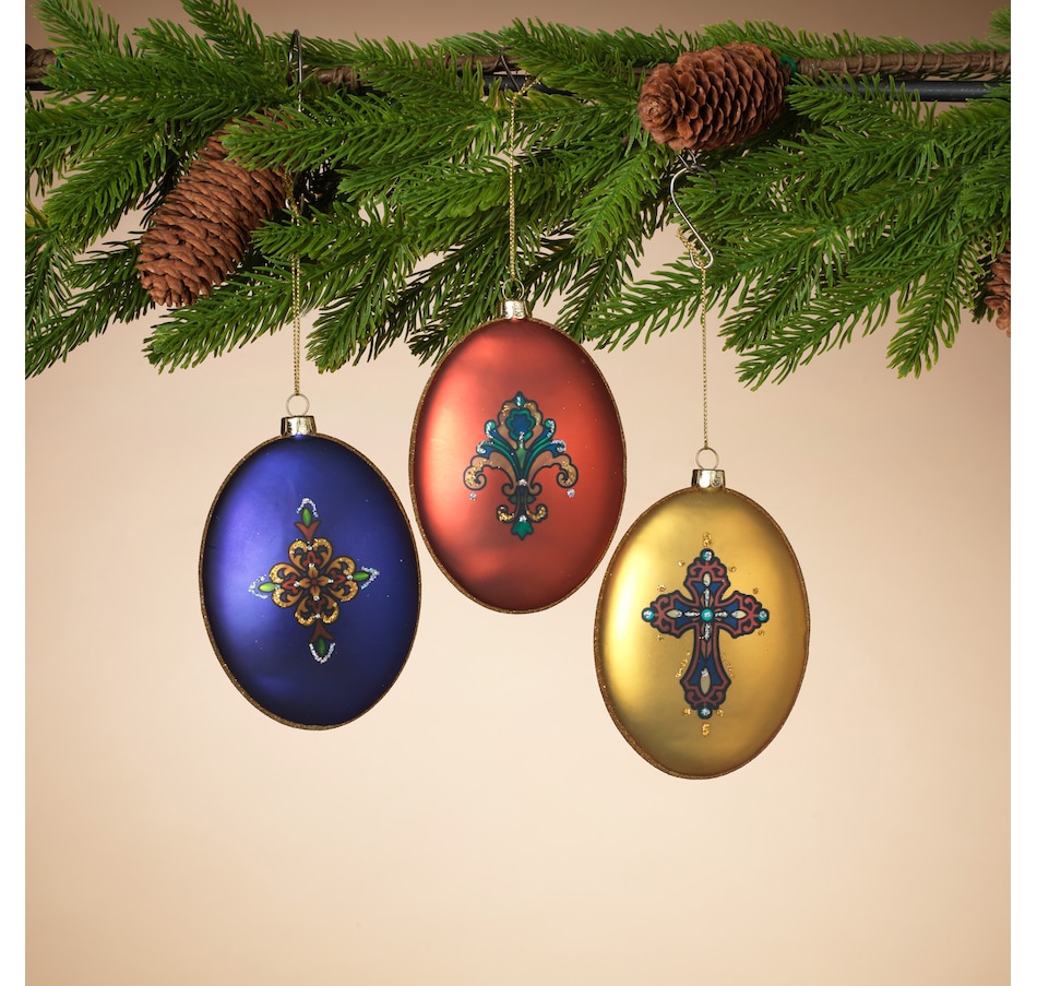Image 121183_ALTMORE1.jpg, Product 121-183 / Price $24.99, Holiday Memories Stain Glass Ornament (set of 3) from Holiday Memories on TSC.ca's Home & Garden department