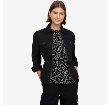 Guillaume Zip Front Jacket with Ruched Sleeves