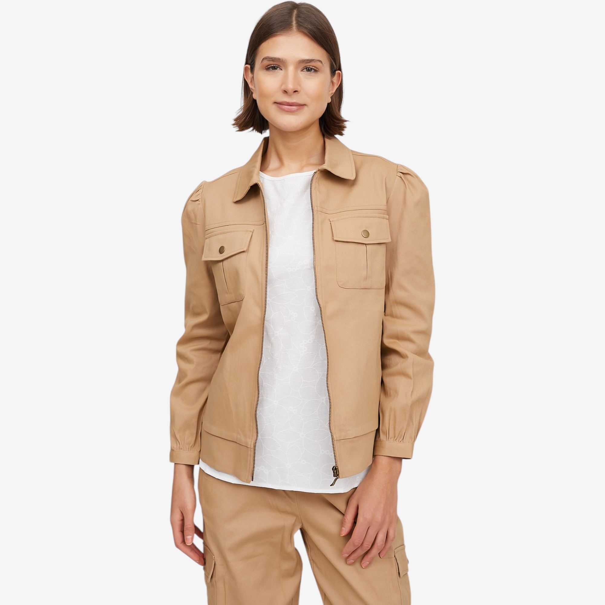 Guillaume Zip Front Jacket with Ruched Sleeves - TSC.ca