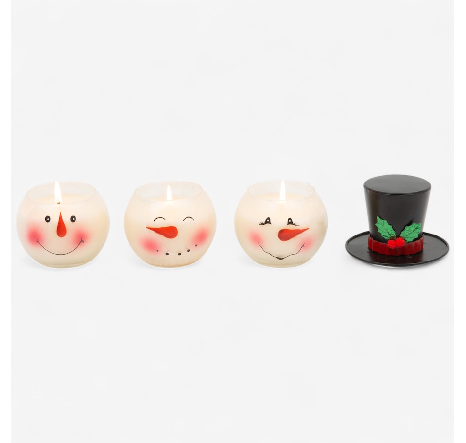 Image 121189.jpg, Product 121-189 / Price $34.99, Holiday Memories Stacking Snowman Glass Jar Candle with Metal Hat (set of 3) from Holiday Memories on TSC.ca's Home & Garden department