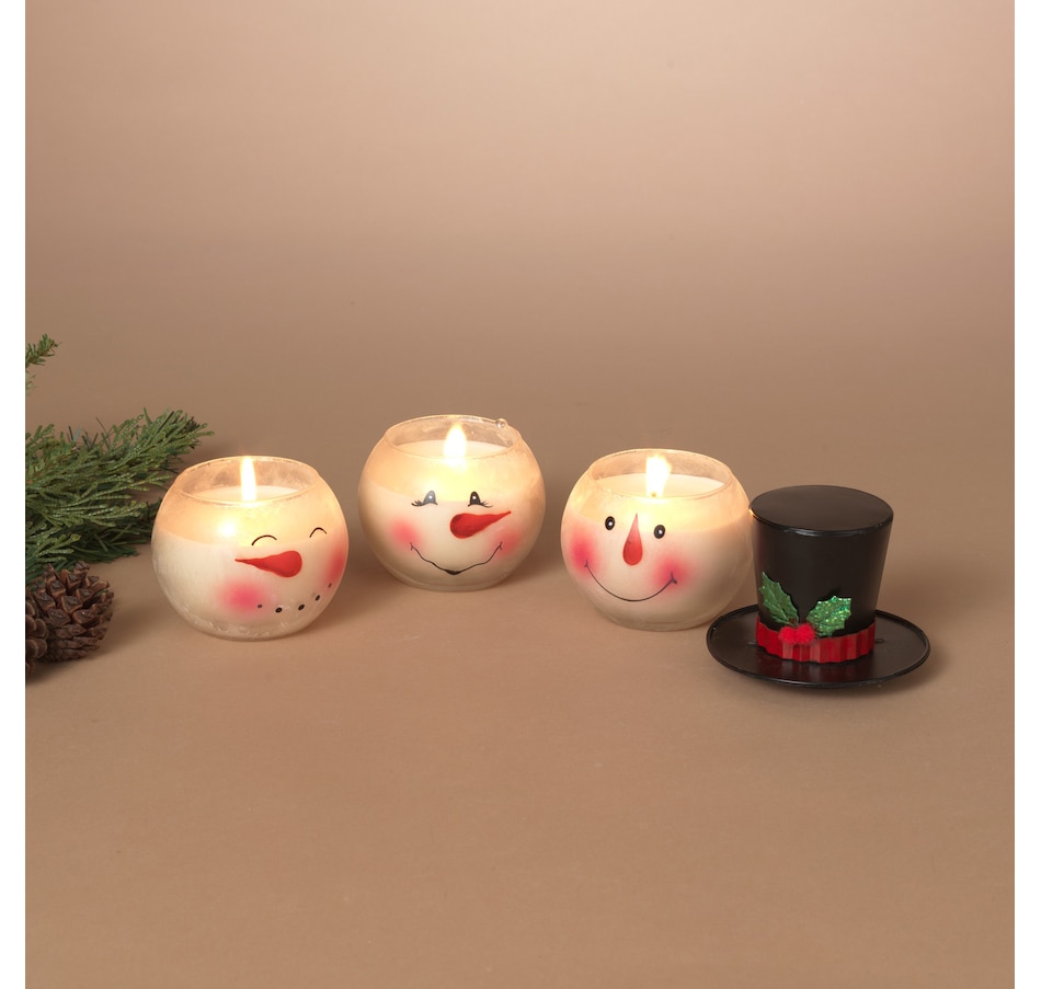 Image 121189_ALTMORE2.jpg, Product 121-189 / Price $34.99, Holiday Memories Stacking Snowman Glass Jar Candle with Metal Hat (set of 3) from Holiday Memories on TSC.ca's Home & Garden department
