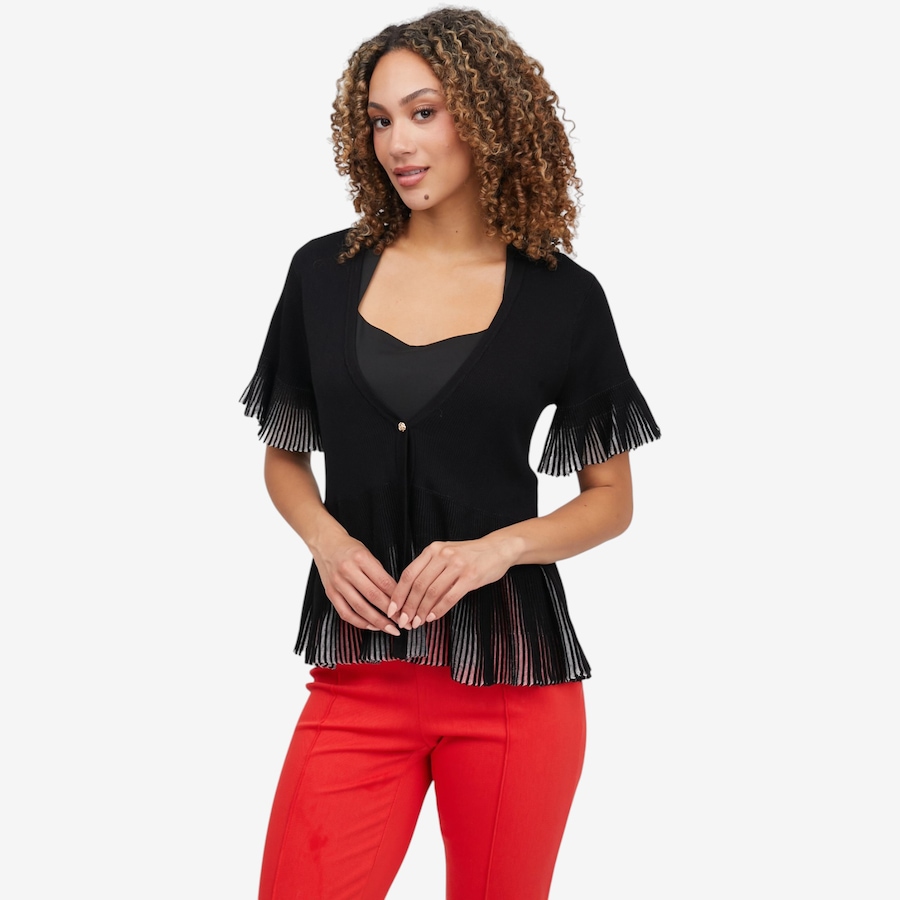 Image 121233_BLK.jpg, Product 121-233 / Price $44.88, C Wonder Ribbed Knit Short Sleeve Cardigan from C. Wonder on TSC.ca's Fashion department