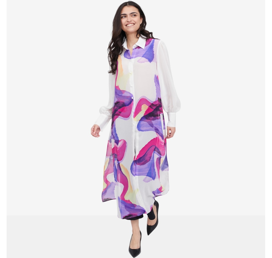 Image 121252_WACO.jpg, Product 121-252 / Price $69.99, C Wonder Printed Chiffon Duster Shirt from C. Wonder on TSC.ca's Fashion department