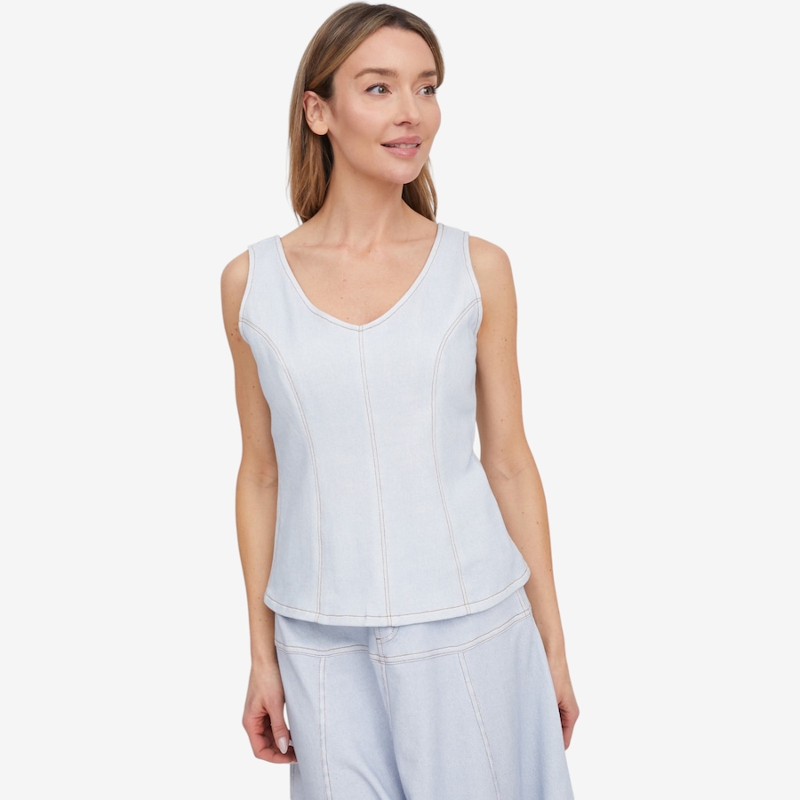 Image 121257_LTW.jpg, Product 121-257 / Price $34.88, Tower Hill by Christie Brinkley Illusion Denim Seamed Tank from Tower Hill on TSC.ca's Fashion department