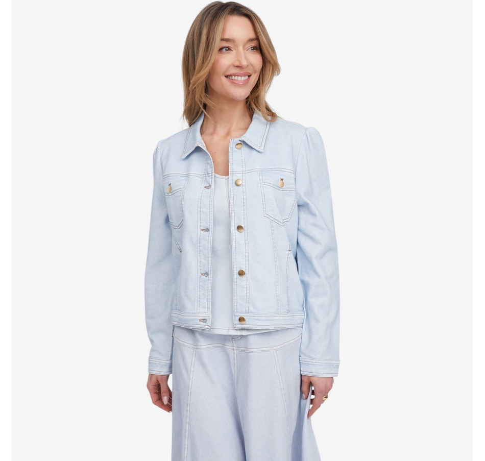 Image 121263_LTW.jpg, Product 121-263 / Price $69.99, TWRHLL by Christie Brinkley Illusion Denim Printed Jacket from TWRHLL by Christie Brinkley on TSC.ca's Fashion department