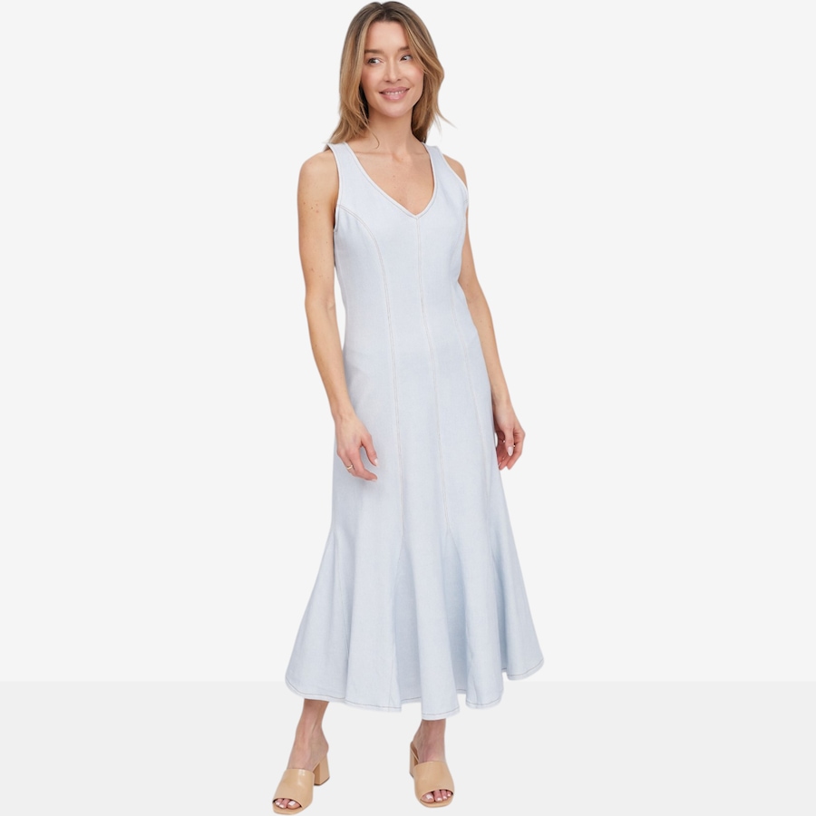 Image 121267_LTW.jpg, Product 121-267 / Price $39.88, Tower Hill by Christie Brinkley Printed Illusion Denim Seamed Midi Dress from Tower Hill on TSC.ca's Fashion department