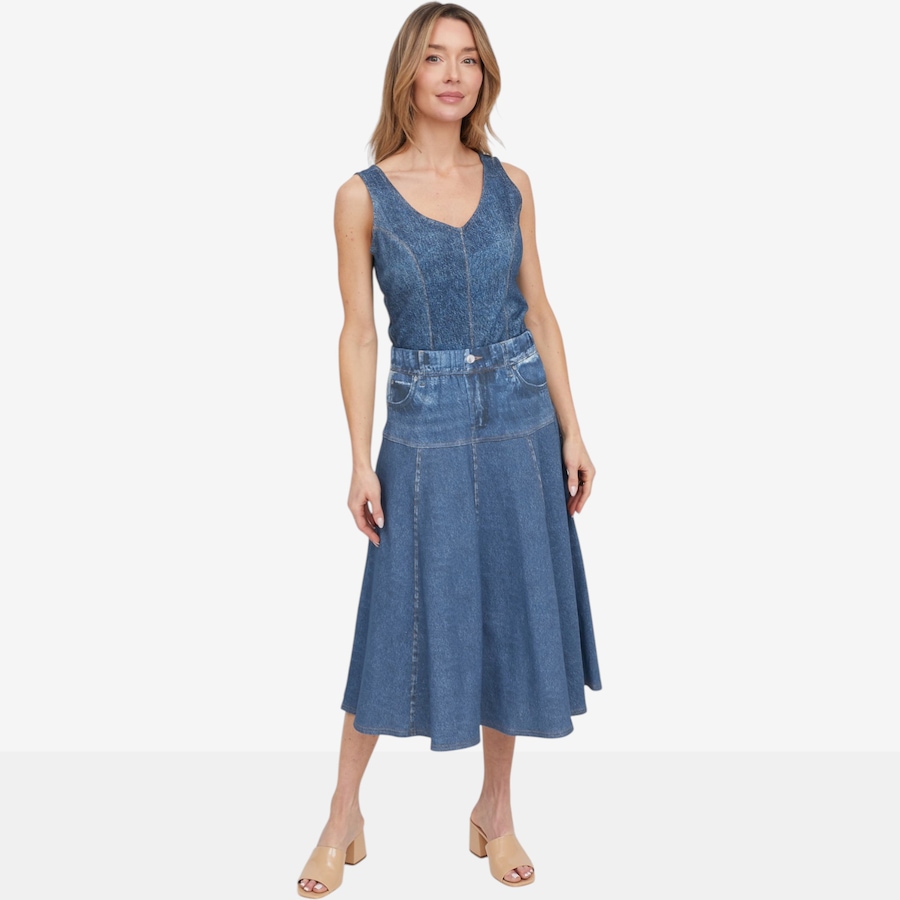 Image 121268_ALTMORE4.jpg, Product 121-268 / Price $64.88, Tower Hill by Christie Brinkley Illusion Denim Printed Midi Skirt from Tower Hill on TSC.ca's Fashion department