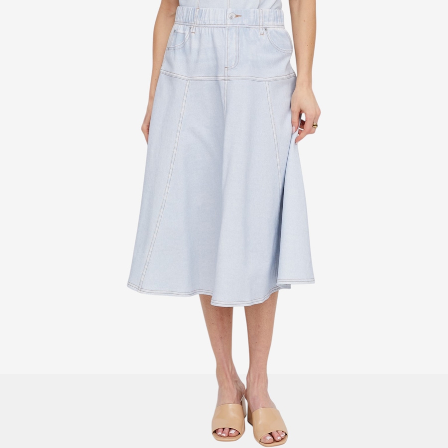 Image 121268_LTW.jpg, Product 121-268 / Price $64.88, Tower Hill by Christie Brinkley Illusion Denim Printed Midi Skirt from Tower Hill on TSC.ca's Fashion department