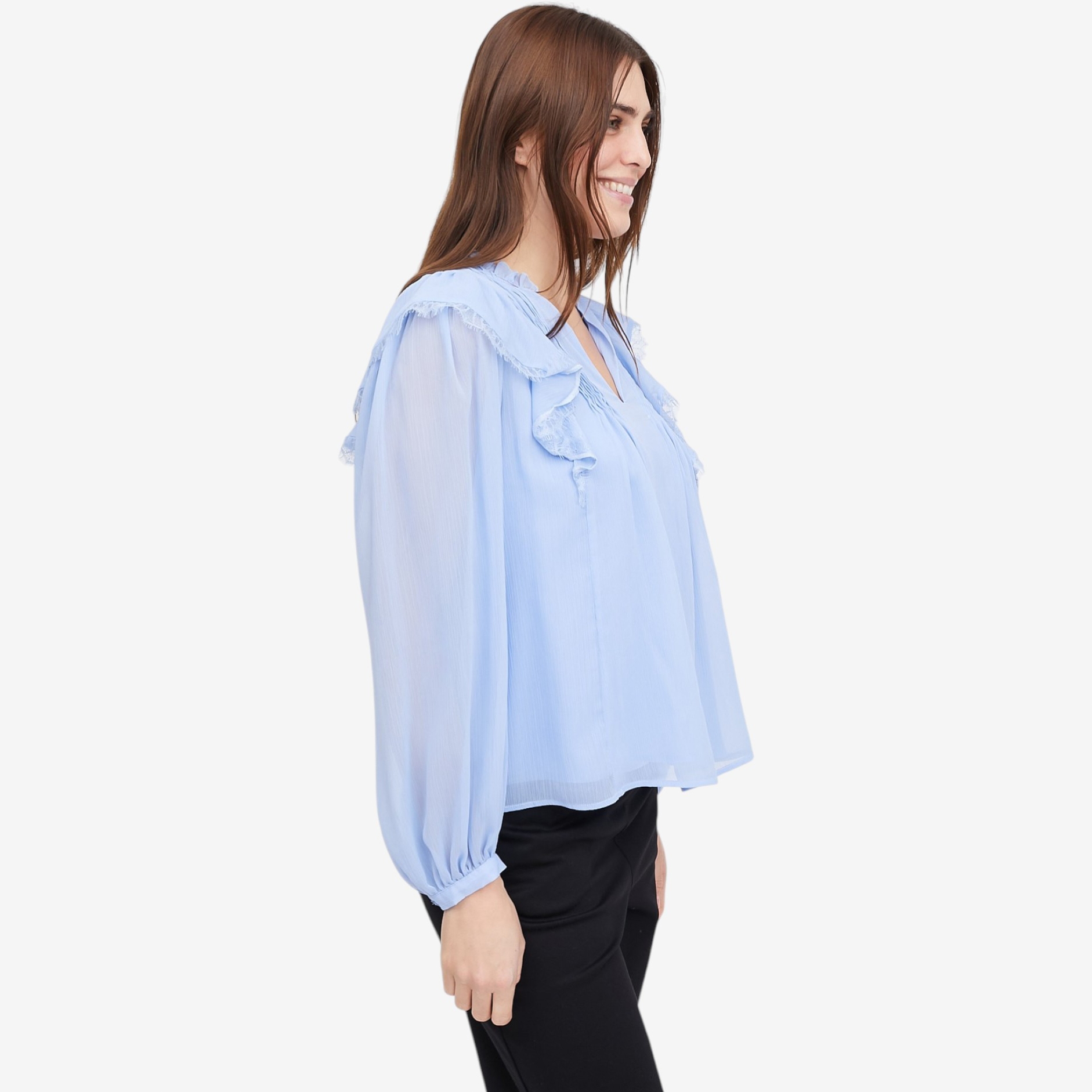 Tower Hill by Christie Brinkley Chiffon Ruffle Detail Blouse with