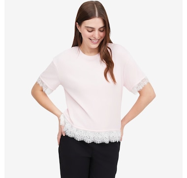 TWRHLL by Christie Brinkley Mixed Media Tee with Lace