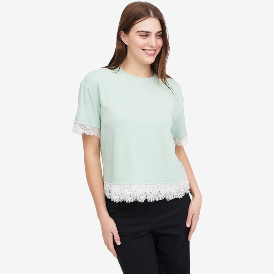 Image 121280_FROGN.jpg, Product 121-280 / Price $24.33, Tower Hill by Christie Brinkley Mixed Media Tee with Lace from Tower Hill on TSC.ca's Fashion department