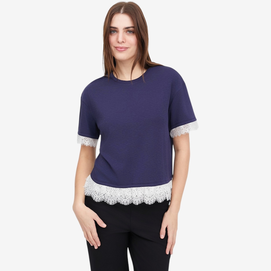 Image 121280_NVY.jpg, Product 121-280 / Price $24.33, Tower Hill by Christie Brinkley Mixed Media Tee with Lace from Tower Hill on TSC.ca's Fashion department