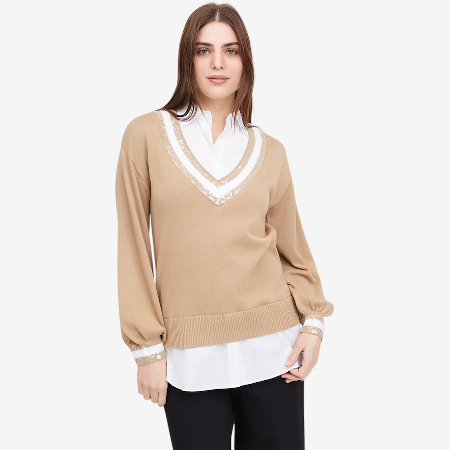 Image 121284_SAST.jpg, Product 121-284 / Price $49.88, Tower Hill by Christie Brinkley Twofer Collegiate Sweater and Button Down Shirt from Tower Hill on TSC.ca's Fashion department
