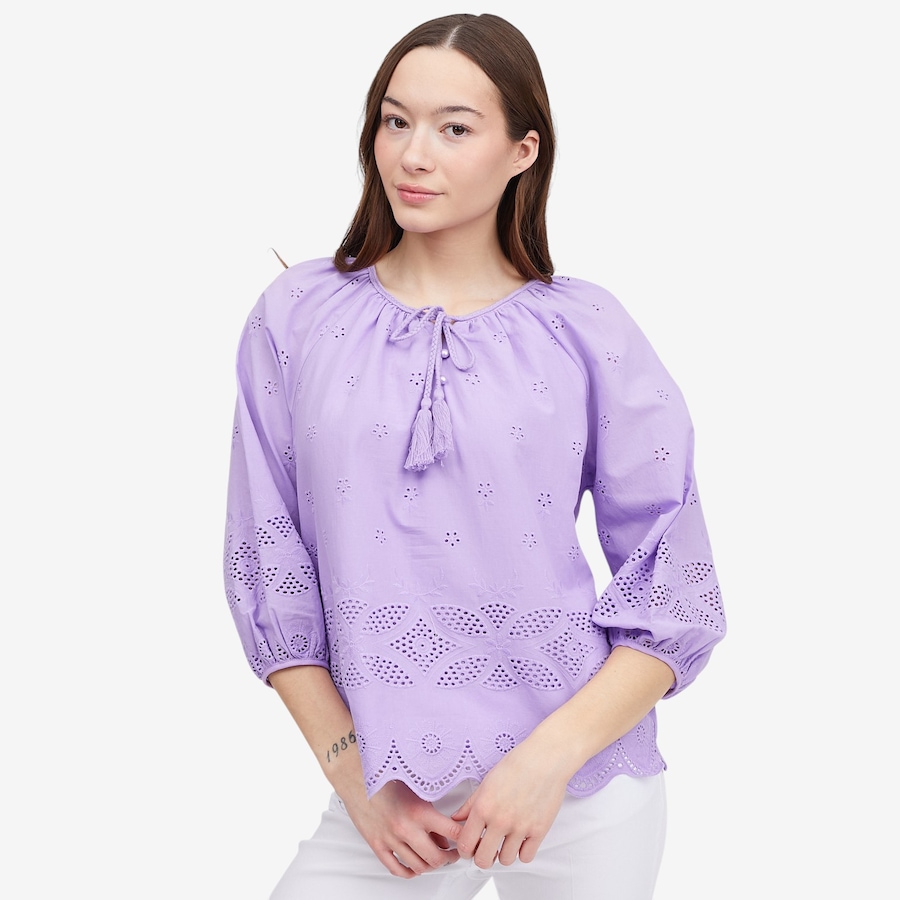 Image 121287_HYDR.jpg, Product 121-287 / Price $49.88, Tower Hill by Christie Brinkley Cotton Eyelet Tassel Blouse from Tower Hill on TSC.ca's Fashion department