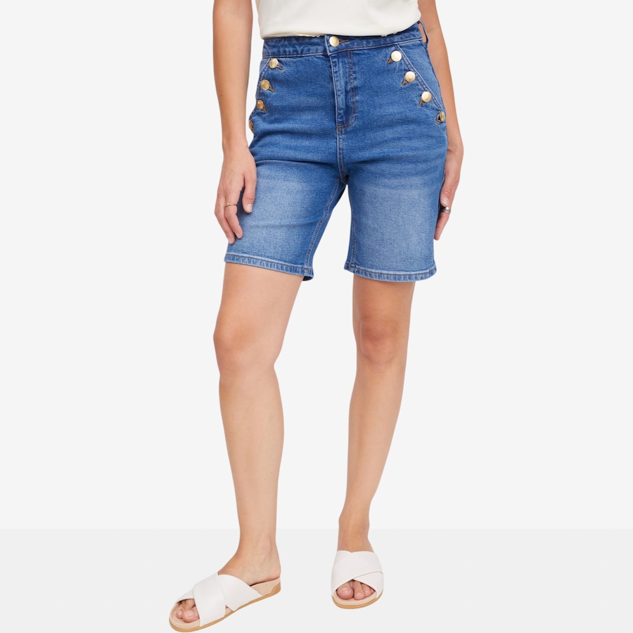 Image 121289_MBLU.jpg, Product 121-289 / Price $39.88, Tower Hill by Christie Brinkley Button Detail Denim Sailor Short from Tower Hill on TSC.ca's Fashion department