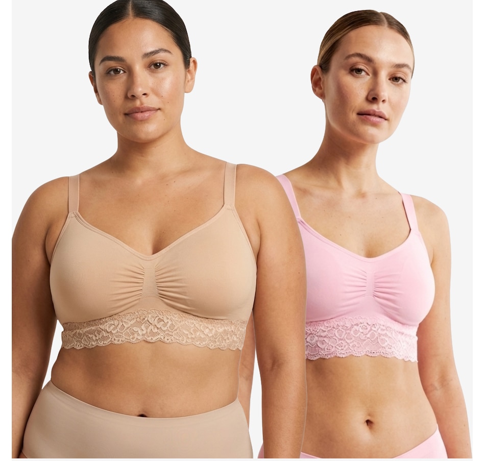 Image 121315_BGPNK.jpg, Product 121-315 / Price $49.99, Rhonda Shear Two-Pack Seamless Bra with Lace Band from Rhonda Shear Shapewear on TSC.ca's Fashion department