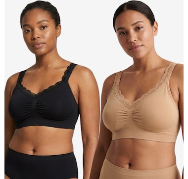 Rhonda Shear Two-Pack Seamless Bra with Lace Neckline