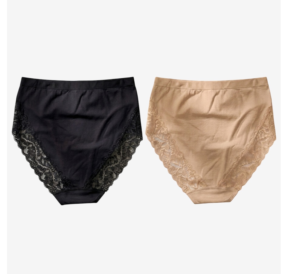 Image 121320_BKBG.jpg, Product 121-320 / Price $39.99, Rhonda Shear Two-Pack Seamless Lace Brief from Rhonda Shear Shapewear on TSC.ca's Fashion department