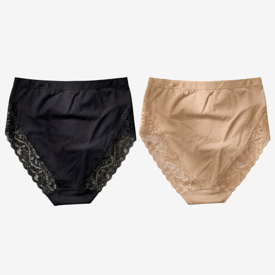 Image 121320_BKBG.jpg, Product 121-320 / Price $50.00, Rhonda Shear Two-Pack Seamless Lace Brief from Rhonda Shear Shapewear on TSC.ca's Fashion department