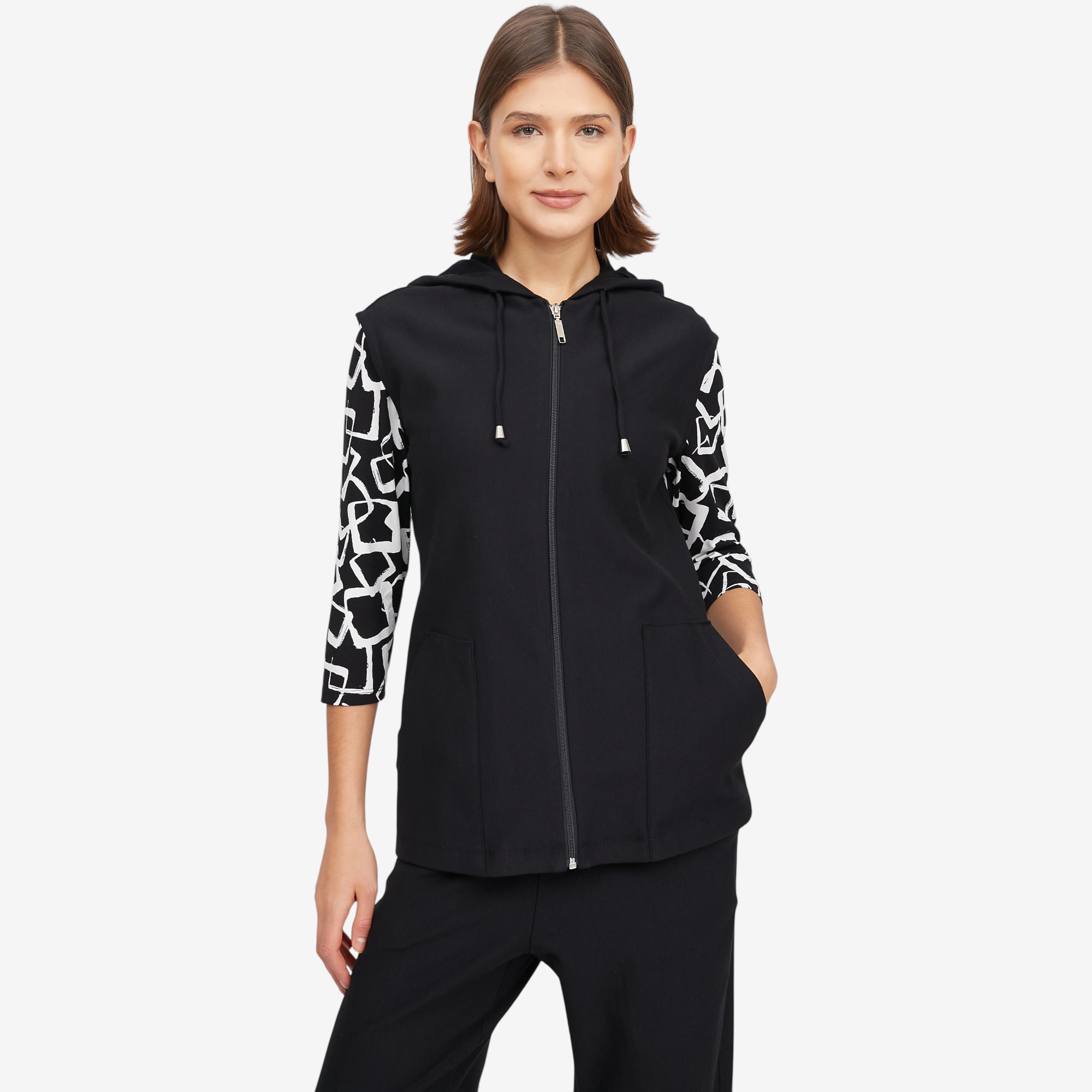 Mr. Max Extended Shoulder Brushed Bamboo Cotton Zip Front Hooded