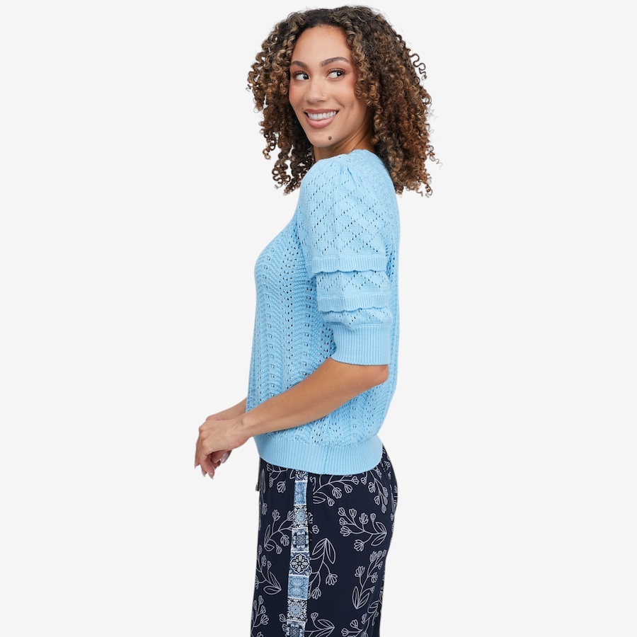 Image 121411_ALTMORE2.jpg, Product 121-411 / Price $59.88, Badgley Mischka Sawyer Puff Sleeve Pointelle Sweater from Badgley Mischka on TSC.ca's Fashion department
