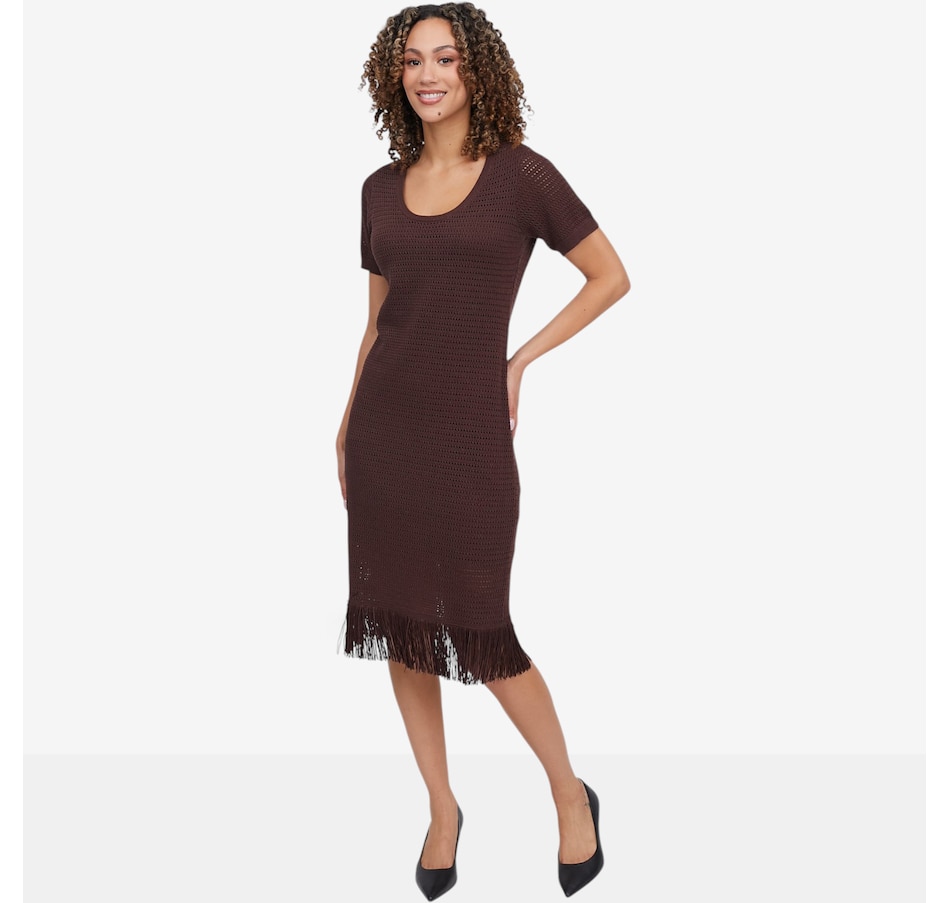 Image 121416_COC.jpg, Product 121-416 / Price $128.00, Badgley Mischka Savannah Short Sleeve Sweater Dress from Badgley Mischka on TSC.ca's Fashion department