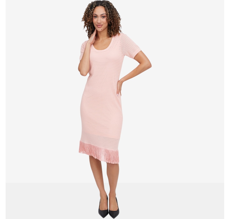 Image 121416_ENGRS.jpg, Product 121-416 / Price $128.00, Badgley Mischka Savannah Short Sleeve Sweater Dress from Badgley Mischka on TSC.ca's Fashion department