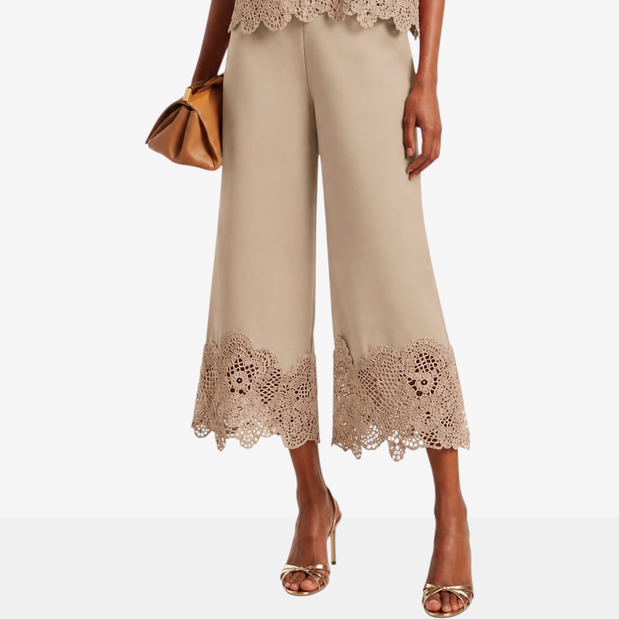 Image 121419_FRAP.jpg, Product 121-419 / Price $64.88, Badgley Mischka Tate Wide Leg Pant with Lace Trim from Badgley Mischka on TSC.ca's Fashion department