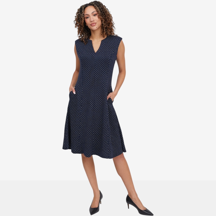 Image 121424_NVPDT.jpg, Product 121-424 / Price $79.88, Badgley Mischka Yael Printed Scuba Fit and Flare Dress from Badgley Mischka on TSC.ca's Fashion department