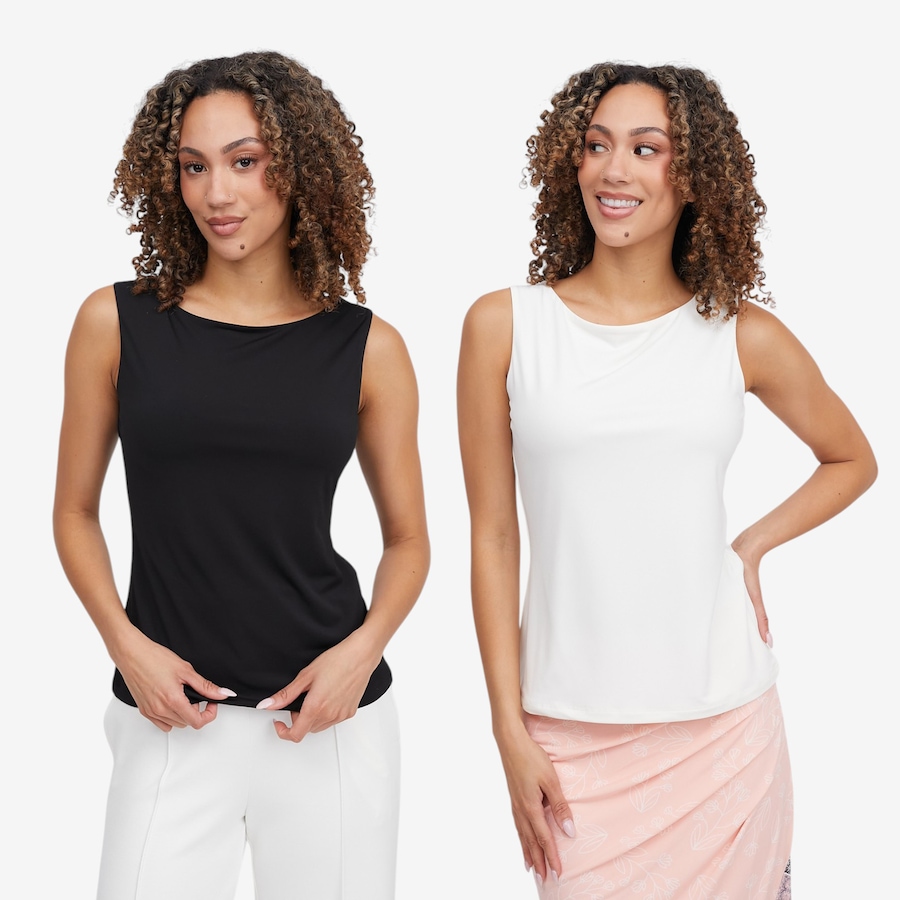 Image 121428_BKIV.jpg, Product 121-428 / Price $49.88, Badgley Mischka Two-Pack of Tronnie Boatneck Sleeveless Tank Top from Badgley Mischka on TSC.ca's Fashion department