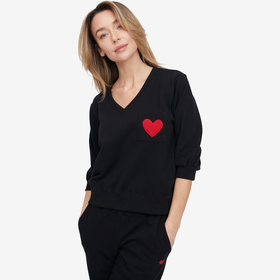 Image 121483_BLK.jpg, Product 121-483 / Price $74.88, Preloved Anja V-Neck Heart Pocket Sweatshirt from Preloved on TSC.ca's Fashion department