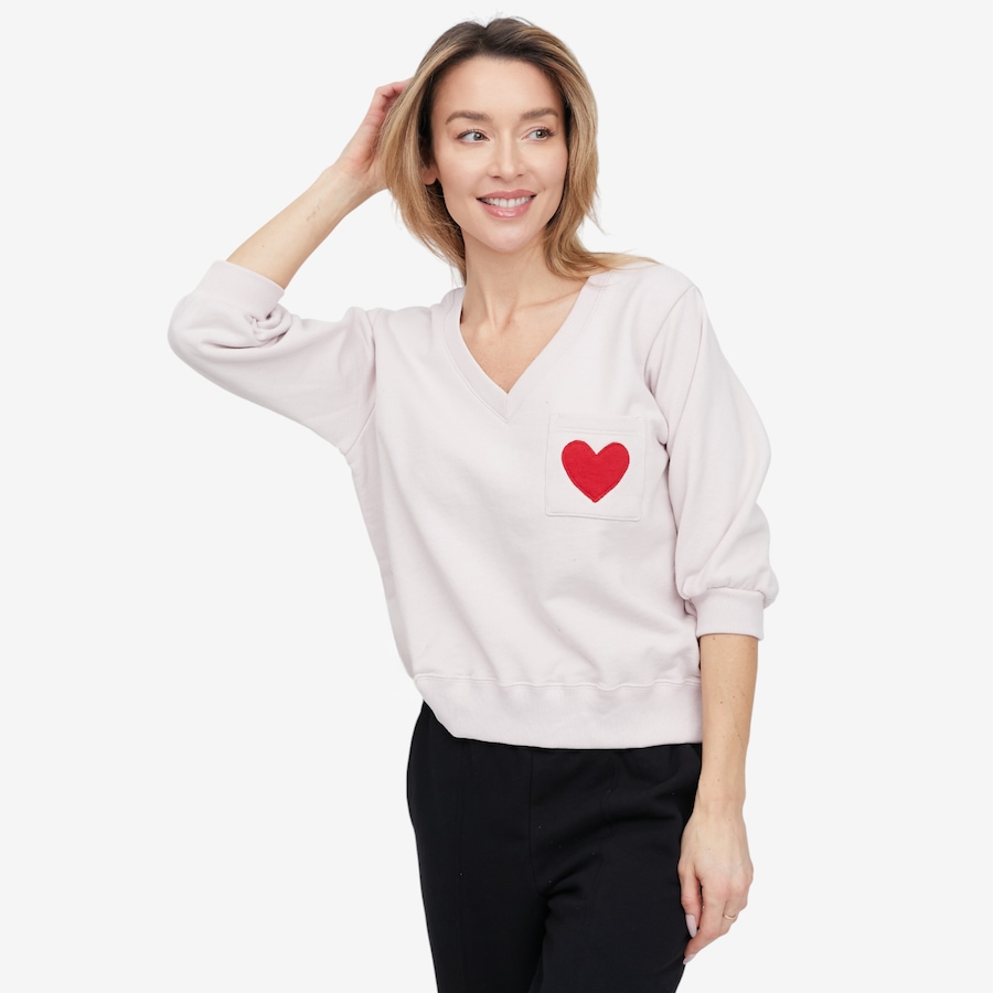 Image 121483_LGTLC.jpg, Product 121-483 / Price $74.88, Preloved Anja V-Neck Heart Pocket Sweatshirt from Preloved on TSC.ca's Fashion department