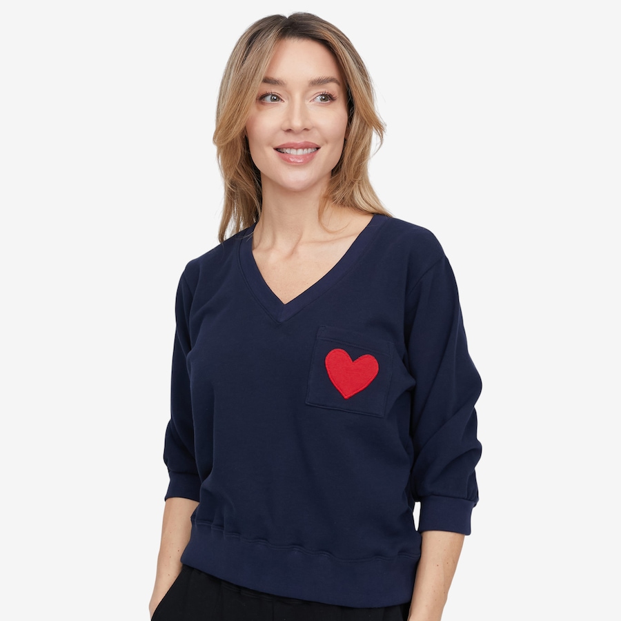 Image 121483_MIDNY.jpg, Product 121-483 / Price $74.88, Preloved Anja V-Neck Heart Pocket Sweatshirt from Preloved on TSC.ca's Fashion department