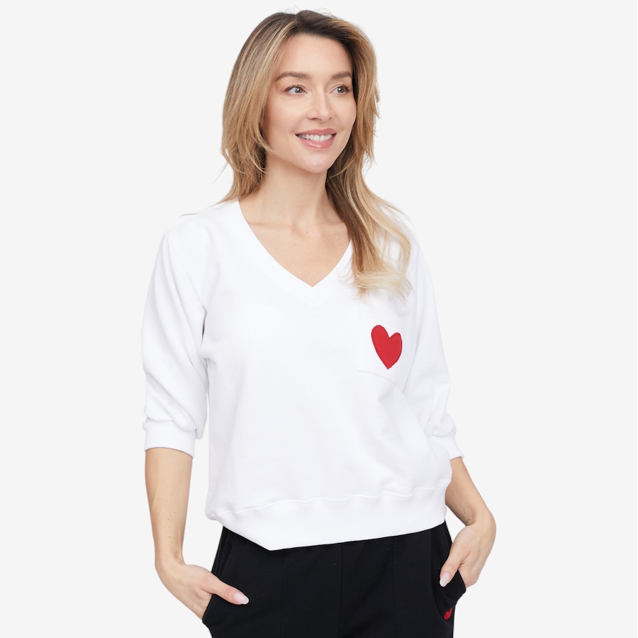 Image 121483_WHT.jpg, Product 121-483 / Price $74.88, Preloved Anja V-Neck Heart Pocket Sweatshirt from Preloved on TSC.ca's Fashion department